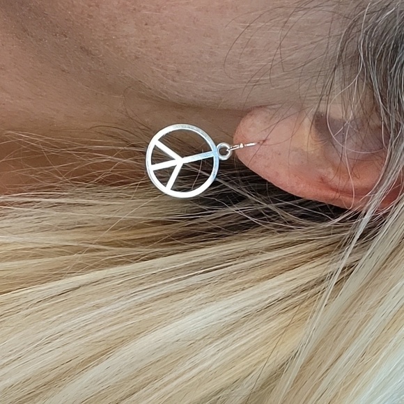 Peace Sign Drop Earrings, unisex - Picture 1 of 8